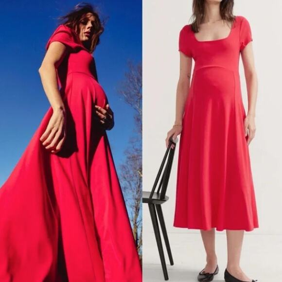 HATCH The Daphne Midi Dress Poppy Red Jersey Sz 3 / Large $178 {3A7} - Picture 1 of 7